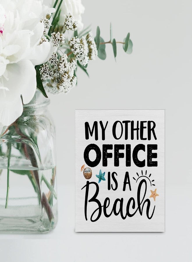YIDOU My Other Office is a Beach Wood Box Sign Decor Desk Sign Beach Wooden Box Block Sign Summer Signs Farmhouse Home Shelf Wall Decoration - Image 4